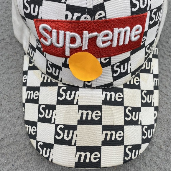 Supreme Hat Cap Strapback Men's Black White Checkered Logo Skater 90s Streetwear - Picture 8 of 10